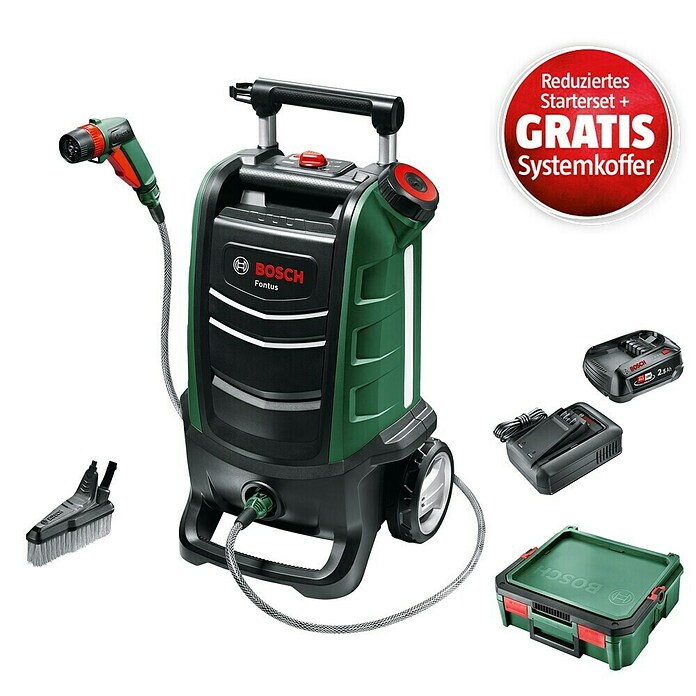 Bosch Power for All 18V Maschinenpaket (Akku-Hochdruckreiniger Fontus (ohne Akku) + reduz. Starter-Kit + gratis Systembox) | BAUHAUS