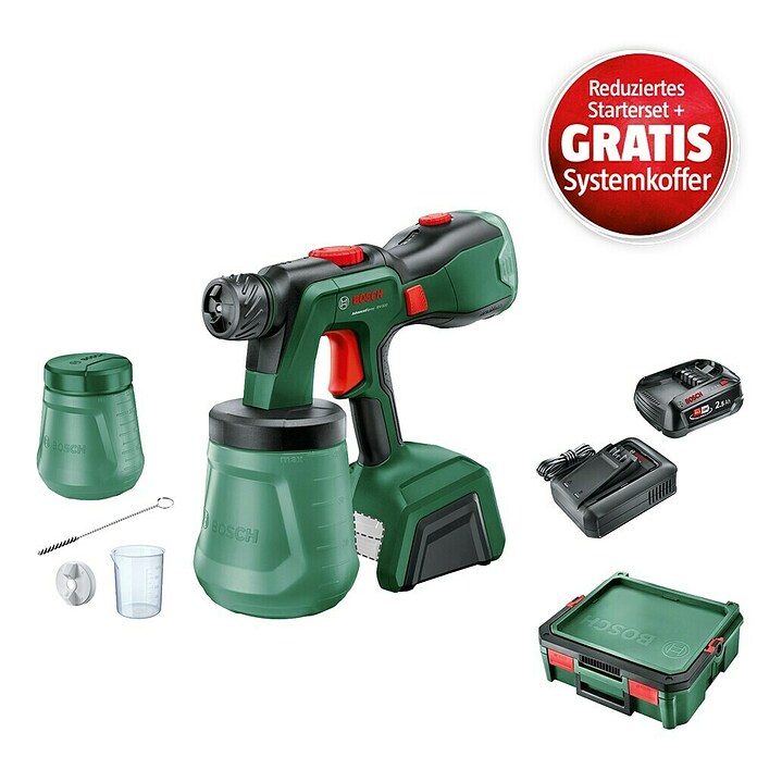 Bosch Power for All 18V Maschinenpaket (Akku-Farbsprühsystem AdvancedSpray 18V-500 + reduz. Starter-Kit + gratis Systembox) | BAUHAUS