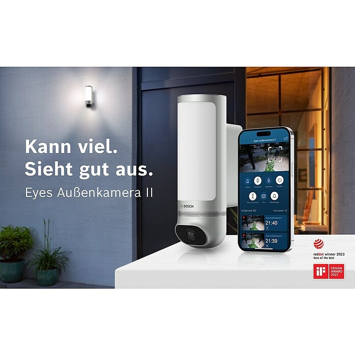 Bosch Smart Home Außenkamera Eyes II (1.080 Pixel (Full HD), Silber, Erfassungswinkel: 180 °, Erfassungsreichweite: 8 m) | BAUHAUS