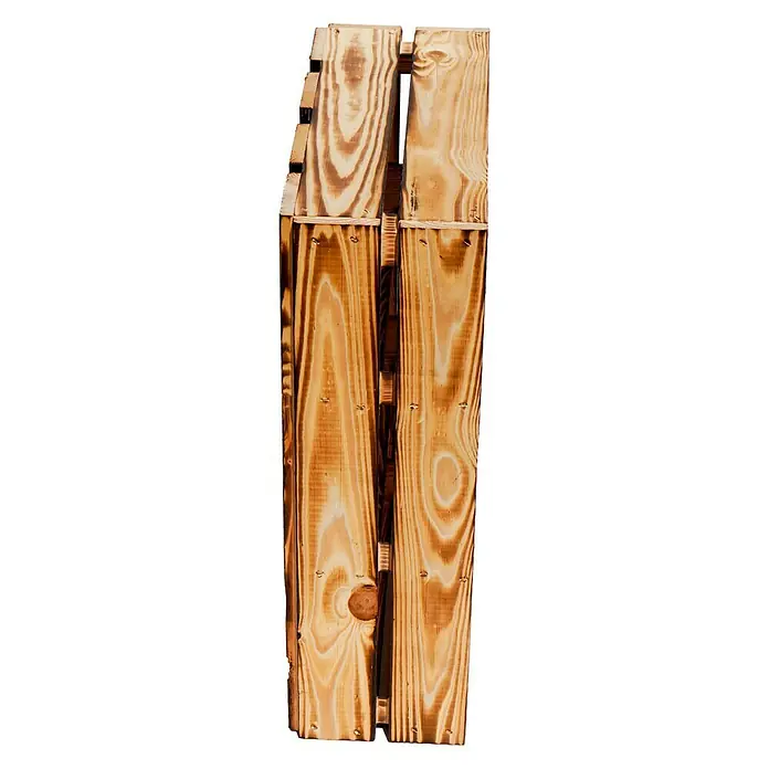 Holzkiste Wilma - B x H: 16 x 40 cm, Holz, Braun - Holzkiste, ideal für Weinlagerung. Rustikaler Look durch das geflammte Holz und die solide Bauweise. Perfekt für die stilvolle Aufbewahrung.