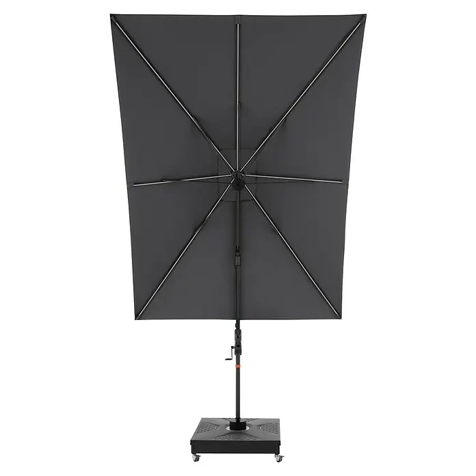 Doppler Ampelschirm myZone AX - Anthrazit, Bespannungsmaß (L x B): 210 x 210 cm - Grauer, quadratischer Sonnenschirm mit solidem Ständer und Kurbelmechanismus zur einfachen Bedienung, ideal für den Garten.