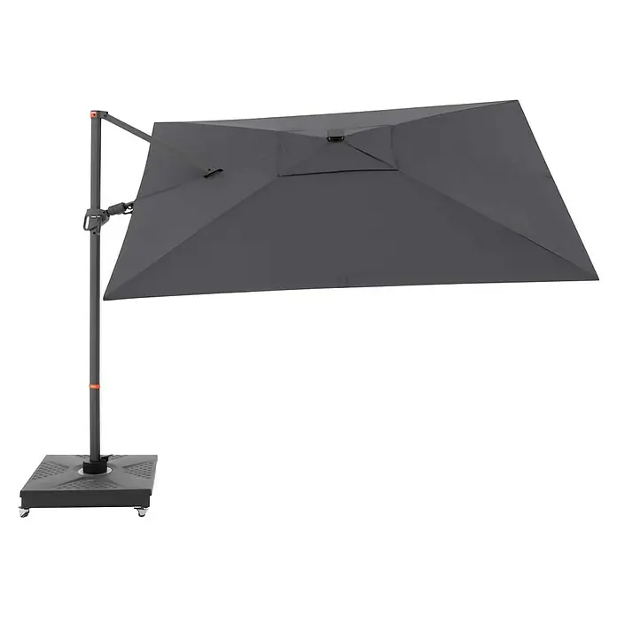 Doppler Ampelschirm myZone AX - Anthrazit, Bespannungsmaß (L x B): 280 x 280 cm - Grauer, rechteckiger Ampelschirm mit stabilem Fuß und leichtgängiger Mechanik für komfortable Schattenplätze im Freien.