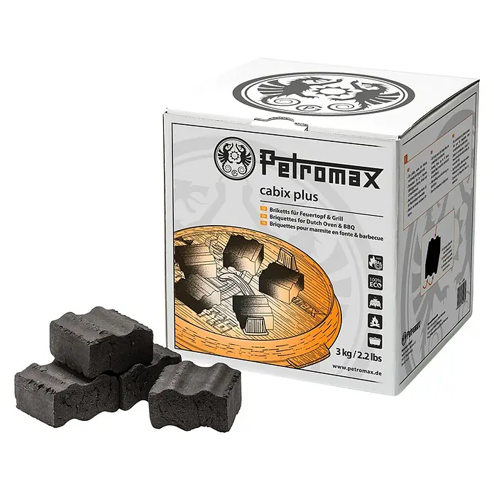 Petromax Grillbriketts Cabix Plus - 3 kg - Petromax Cabix Plus Grillbriketts im Karton. Ideal für Dutch Oven und Grill, 3 kg Packung für vielseitige Grillerlebnisse.