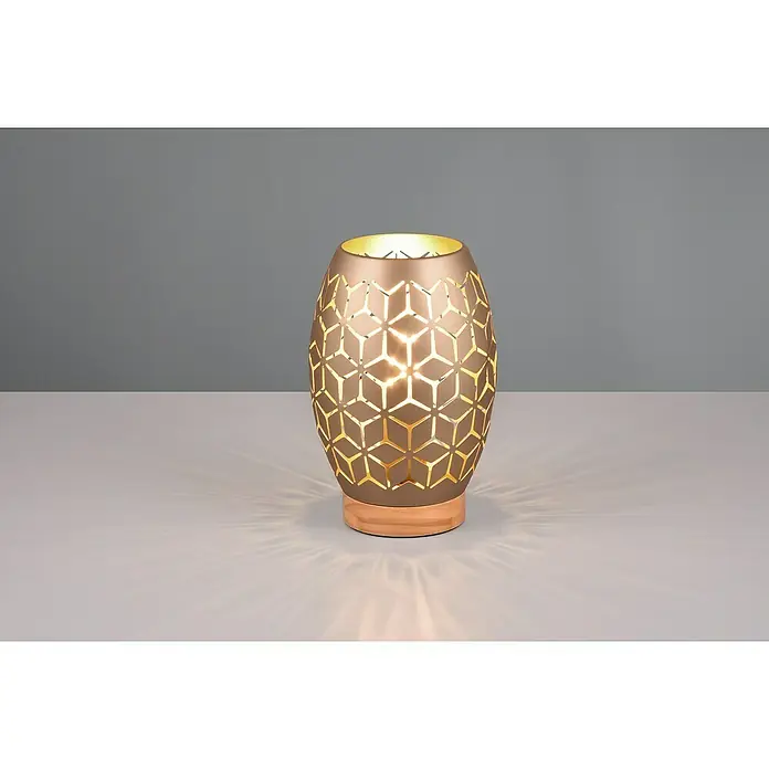 Reality Leuchten Bidar Tischleuchte - 28 W, Ø x H: 15 x 21,5 cm, Coffee, E27 - Elegante Tischleuchte mit orientalischem Muster, die ein warmes, stimmungsvolles Licht erzeugt und so eine gemütliche Atmosphäre schafft.