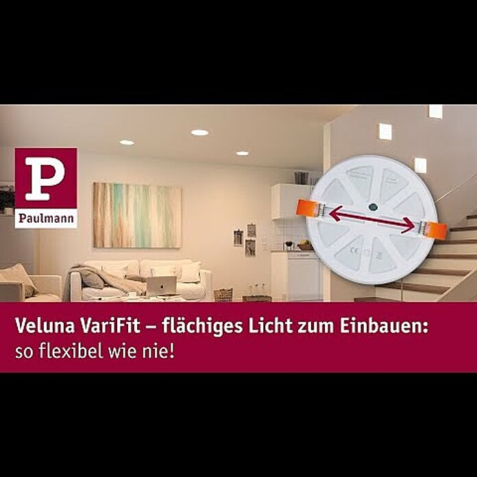 Paulmann LED-Panel rund Veluna VariFit (8,5 W, Ø x H: 12,5 x 3,1 cm, Satin, Warmweiß, Nicht Dimmbar) | BAUHAUS