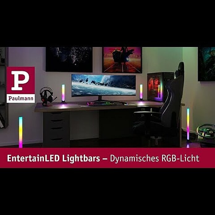 Paulmann LED-Lichtleiste (L x B x H: 60,5 x 3 x 3 cm, Lichtfarbe: RGB, 5 V, 2 Stk.) | BAUHAUS