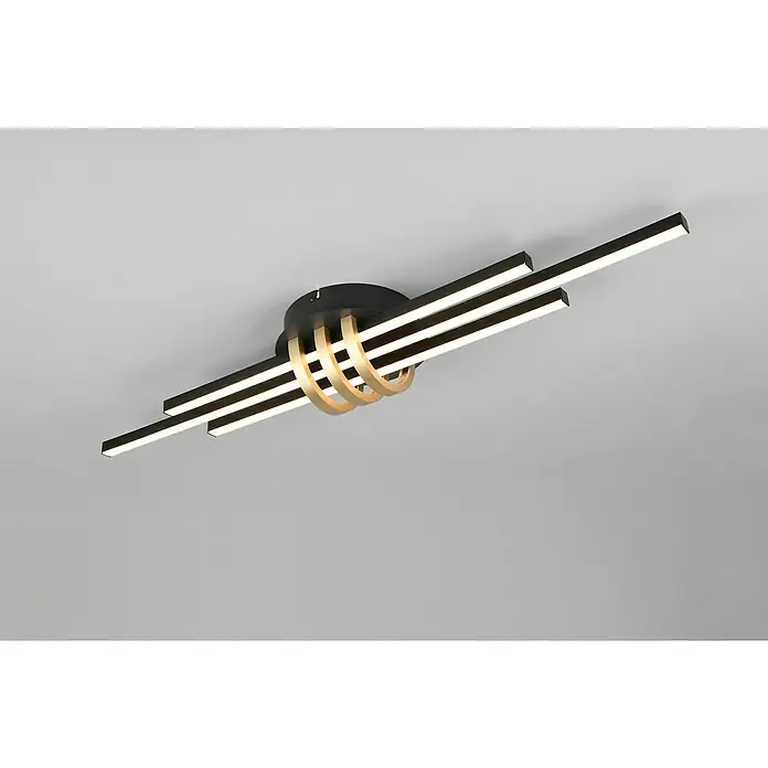 Reality Leuchten LED-Deckenleuchte Cinto - 20 W, L x B x H: 18 x 81 x 10,5 cm, Warmweiß - Moderne LED-Deckenleuchte mit drei linearen Leuchten und dekorativen goldenen Ringen, die eine stilvolle und helle Beleuchtungslösung bietet.