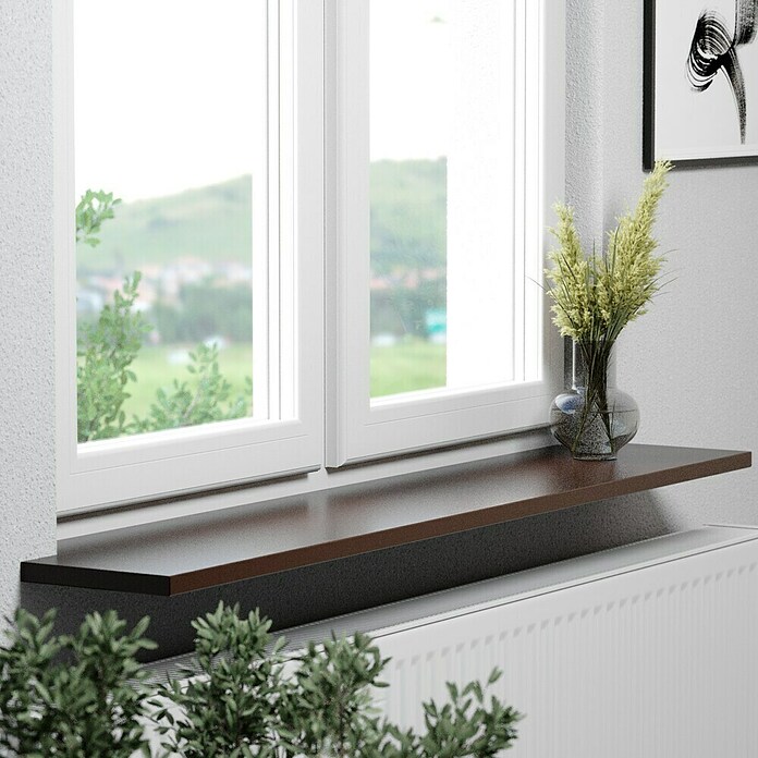 Fensterbank Komposit (113 x 25 x 2 cm, Braun, Poliert)