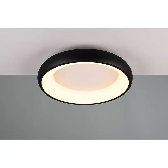 Trio Leuchten LED-Deckenleuchte rund Cardona - 29 W, Ø x H: 46,5 x 10 cm, Schwarz matt, Warmweiß - Moderne Deckenleuchte in Schwarz mit kreisförmigem Lichtdesign, ideal für stilvolle Innenräume und energieeffiziente Beleuchtung.