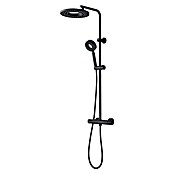 Rousseau Sistema de ducha Hoop (Con grifo termostático, Distancia entre orificios: 15 cm, Número de tipos de chorro: 1 ud., Negro) | BAUHAUS