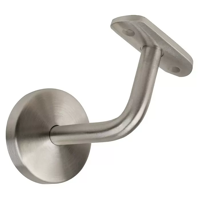Dolle Wandhalter PS 910 - Edelstahl V2A, 2 Stk., Passend für: Dolle Holzhandläufe - Gebürstete Edelstahl-Handlaufhalterung mit runder Wandbefestigung und flacher Schienenstütze.