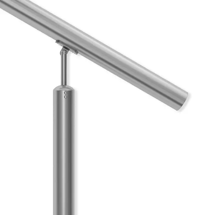 Dolle Geländer-Set PS 510 - Oberbodenmontage, Edelstahl V2A, Länge: 150 cm - Detailaufnahme eines modernen Edelstahl-Handlaufs mit Halterung, ideal für Treppen und Geländer.