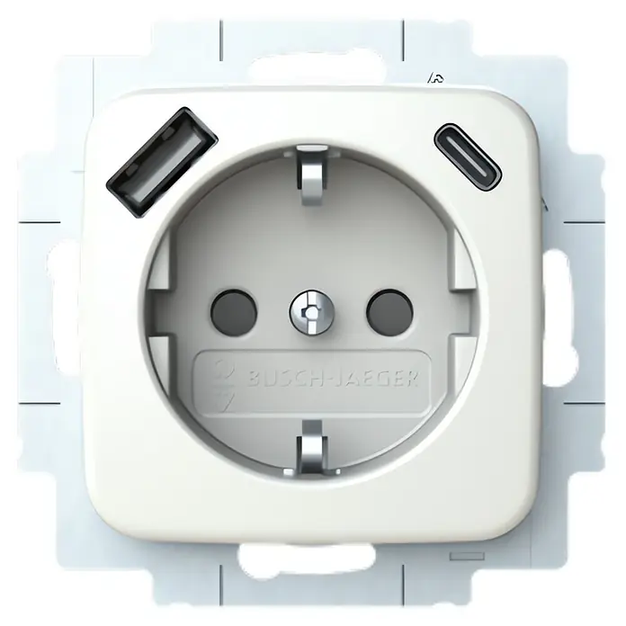 Busch-Jaeger Reflex SI USB-Steckdose 20 EUCB2USBAC-214 USB-A, USB-C - Alpinweiß, Kunststoff, Unterputzmontage - Steckdose mit USB-A- und USB-C-Anschlüssen für das Aufladen elektronischer Geräte. Praktische Kombination aus Stromversorgung und Anschlussmöglichkeiten.