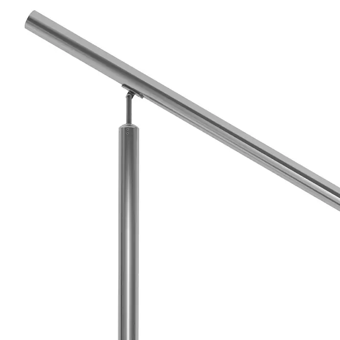 Dolle Geländer-Set PS 513 - Seitenmontage, Edelstahl V2A, Länge: 150 cm - Nahaufnahme einer eleganten Edelstahl-Treppengeländerhalterung, die modernes Design und Funktionalität vereint.\n