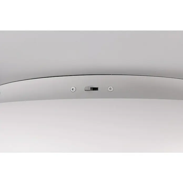 Trio Leuchten LED-Deckenleuchte rund Cardona - 29 W, Ø x H: 46,5 x 10 cm, Weiß matt, Warmweiß - Nahaufnahme eines weißen Monitors mit einem Schalter und Schrauben, der Details des Produktdesigns hervorhebt.