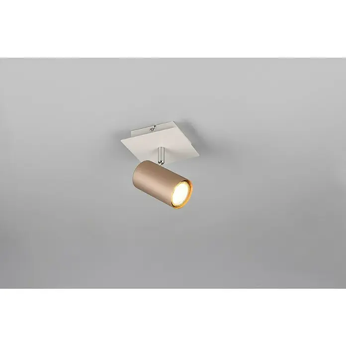 Trio Leuchten Marley Wandstrahler - 25 W, L x B x H: 12 x 12 x 15 cm, Coffee, GU10 - Moderne Deckenleuchte mit zylindrischem Lampenschirm und quadratischer Montageplatte für stilvolle Beleuchtung.