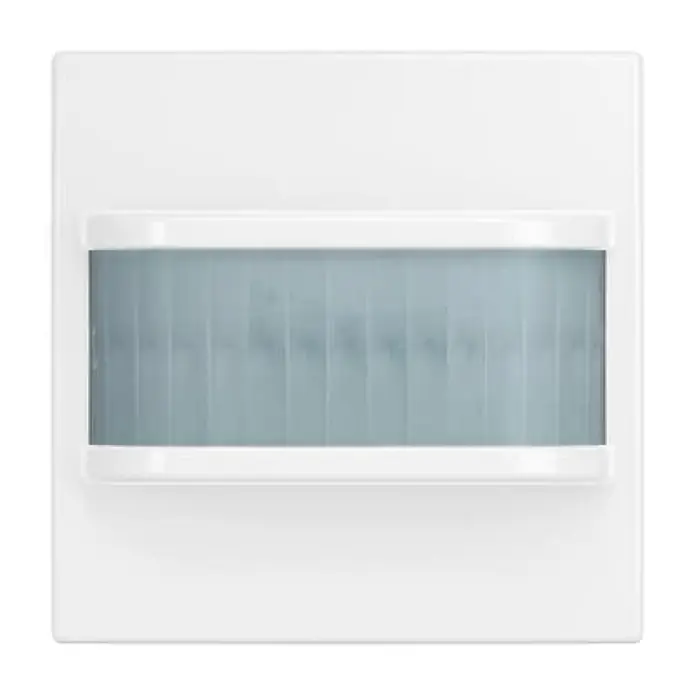 Busch-Jaeger Balance SI Bewegungsmelderaufsatz 2CKA006800A2919 - Reinweiß - Quadratischer, weißer Bewegungsmelder für die Wandmontage mit horizontalem, blau getöntem Sensorfenster.