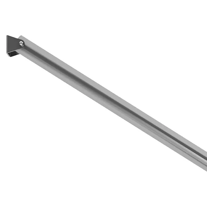 Dolle Geländer-Set PS 511 - Seitenmontage, Edelstahl V2A, Länge: 150 cm - Schrägansicht einer grauen Metallschiene, die an einer Wand befestigt ist. Geeignet für Regale oder Garderoben.