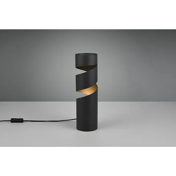 Trio Lighting Stream Lámpara de sobremesa - 10 W, Ø x Al: 10 x 35 cm, Negro, GU10 - Lámpara de mesa espiral negra, creando un ambiente elegante. El diseño de luz es ideal para salones y oficinas modernos.