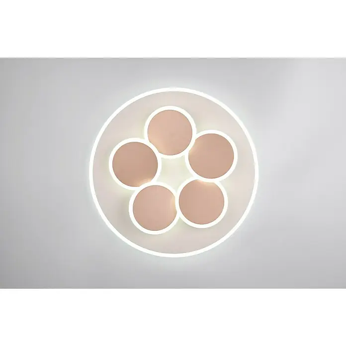 Trio Leuchten LED-Deckenleuchte rund - 35 W, Ø x H: 49 x 7,5 cm, Warm grey, Warmweiß - Moderne Deckenleuchte mit kreisförmigem Design und fünf runden Elementen, die ein warmes, einladendes Licht erzeugt.