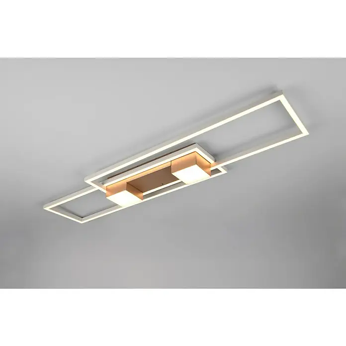 Trio Leuchten LED-Deckenleuchte Albany - 37 W, L x B x H: 100 x 28 x 8 cm, Coffee - Eine moderne Deckenleuchte mit rechteckigen Formen und warmweißer Beleuchtung, ideal für stilvolle Innenräume.