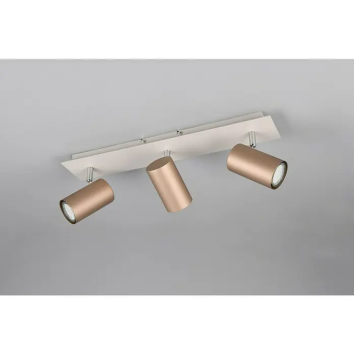Trio Leuchten Marley Deckenstrahler - 35 W, L x B x H: 9 x 48 x 15 cm, Coffee, GU10 - Deckenleuchte mit drei justierbaren Strahlern in einem modernen Design. Die Strahler sind zylindrisch und aus Metall gefertigt.