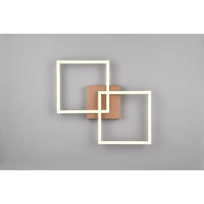 Reality Leuchten LED-Deckenleuchte Trail - 20 W, L x B x H: 60 x 35 x 7 cm, Coffee, Warmweiß - Moderne LED-Wandleuchte mit zwei überlappenden Quadraten und einem quadratischen Sockel für ein stilvolles Ambiente.