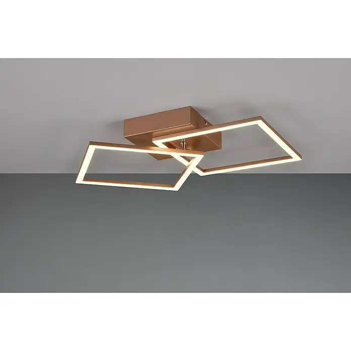 Reality Leuchten LED-Deckenleuchte Trail - 20 W, L x B x H: 60 x 35 x 7 cm, Coffee, Warmweiß - Moderne Deckenleuchte mit geometrischen Formen und warmem Licht. Die kupferfarbene Lampe sorgt für stilvolle Beleuchtung.