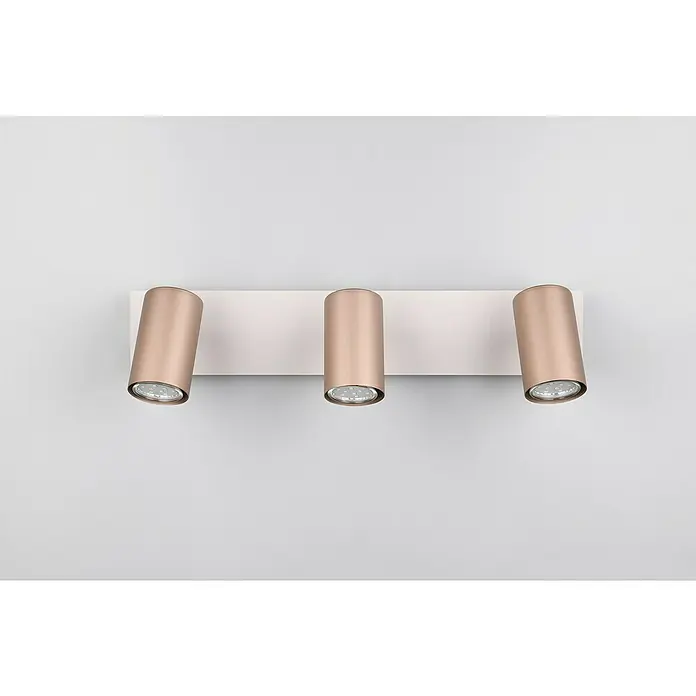 Trio Leuchten Marley Deckenstrahler - 35 W, L x B x H: 9 x 48 x 15 cm, Coffee, GU10 - Wandleuchte mit drei Strahlern in Gold und Weiß. Elegantes Design für eine moderne Beleuchtung im Innenbereich.