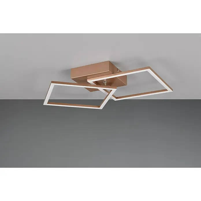 Reality Leuchten LED-Deckenleuchte Trail - 20 W, L x B x H: 60 x 35 x 7 cm, Coffee, Warmweiß - Elegante Deckenleuchte mit geometrischem Design.