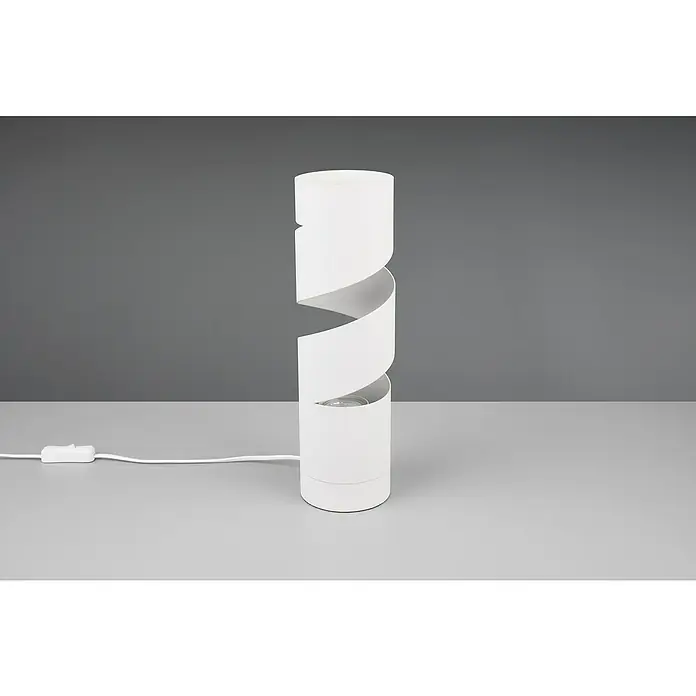 Trio Lighting Stream Lámpara de sobremesa - 10 W, Ø x Al: 10 x 35 cm, Blanco, GU10 - Una moderna lámpara de mesa blanca en forma de espiral con un diseño minimalista, ideal para interiores contemporáneos.