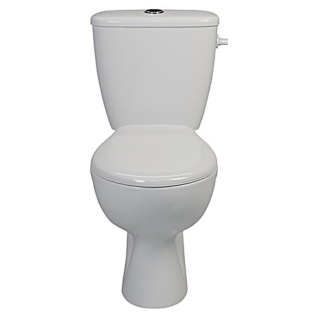 Stand-WC-Kombination Delta (Mit Spülrand, Ohne Spezialglasur, Spülform: Tief, WC Abgang: Senkrecht, Weiß)