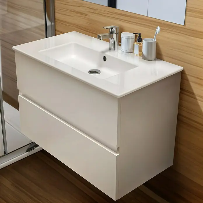 Ideal Standard Eurovit Badmöbel-Set + - 71 cm, Weiß - Elegantes Badezimmer-Waschbecken mit zwei Schubladen, moderner Armatur und stilvollem Design. Perfekt für jedes Badezimmer.