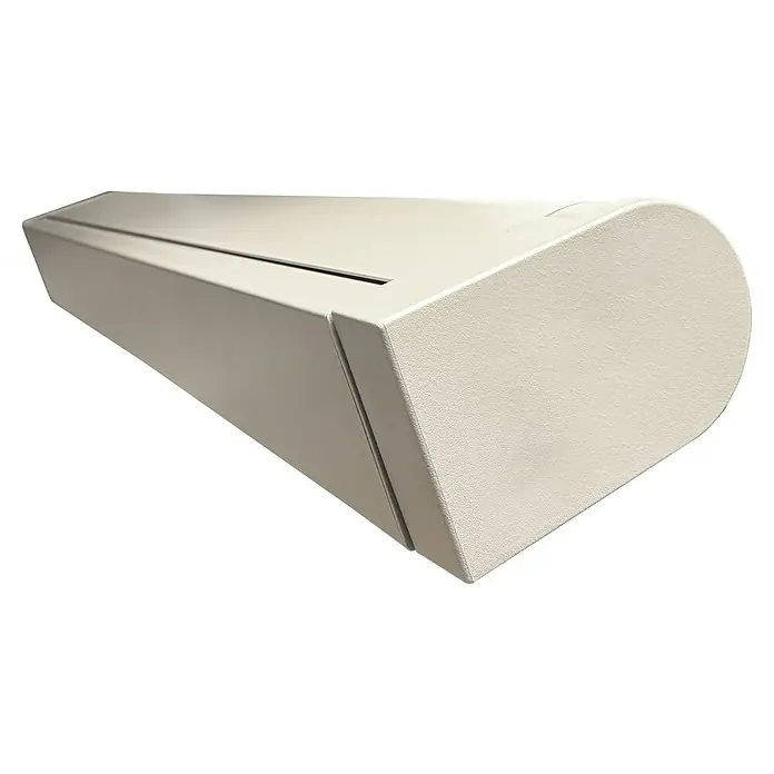 Solid Elements Vollkassettenmarkise Solid-X-Compact 30A774 - Gelb/Grau, Farbe Gestell: Reinweiß, Breite: 3,5 m, Ausfall: 1,5 m - Das Bild zeigt eine elegante, cremefarbene Spendenbox mit einem Schlitz auf der Oberseite, ideal für Spendenaktionen und Veranstaltungen.