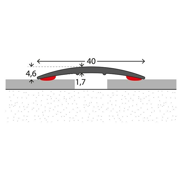 LOGOCLIC Prijelazni profil (Srebrno, 1 m x 40 mm x 4,6 mm, Vrsta montaže: Lijepljenje)