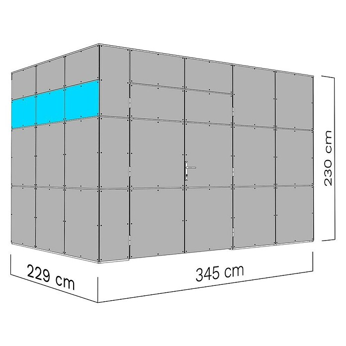 Bertilo Gerätehaus HPL 2 (Außenmaß inkl. Dachüberstand (B x T): 345 x 240 cm, Holz, Anthrazitgrau/Weiß) | BAUHAUS