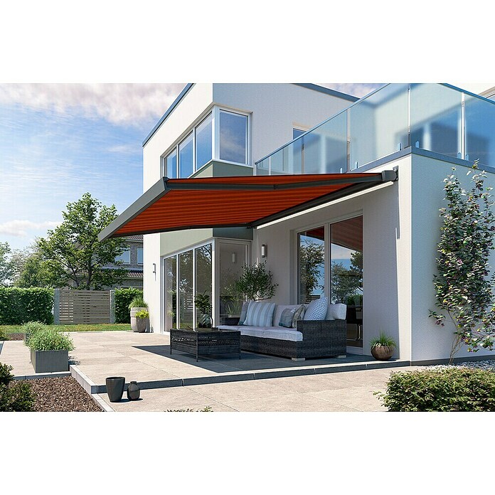Solid Elements Vollkassettenmarkise Solid-X-Compact D035 (Rot/Bordeaux, Farbe Gestell: Anthrazitgrau, Breite: 2 m, Ausfall: 1,5 m) | BAUHAUS