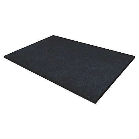 Duschwanne Kunststein (L x B x H: 100 x 80 x 2,6 cm, Kunststoff, Anthrazit, Form Wanne: Rechteckig)