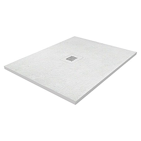 Duschwanne Kunststein (L x B x H: 90 x 90 x 2,6 cm, Kunststoff, Weiß, Form Wanne: Quadratisch)
