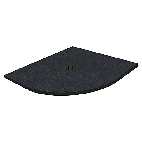 Duschwanne Kunststein (L x B x H: 90 x 90 x 2,6 cm, Kunststoff, Anthrazit, Form Wanne: Rund)