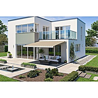 Solid Elements Vollkassettenmarkise Solid-X-Compact 320715 (Beige/Braun, Farbe Gestell: Reinweiß, Breite: 2,5 m, Ausfall: 2 m)