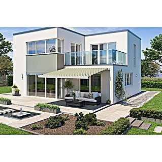 Solid Elements Vollkassettenmarkise Solid-X-Compact 320B70 (Grün/Beige, Farbe Gestell: Reinweiß, Breite: 2,5 m, Ausfall: 2 m)