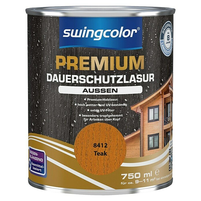 swingcolor Dauerschutzlasur (Teak, 750 ml, Seidenglänzend)