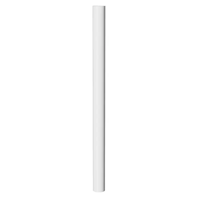 Marley Fallrohr - Nennweite: 75 mm, Länge: 250 cm, Kunststoff, Weiß - Ein schlanker, weißer, zylindrischer Gegenstand vor einem schwarzen Hintergrund. Das minimalistische Design betont seine einfache Form und Textur.