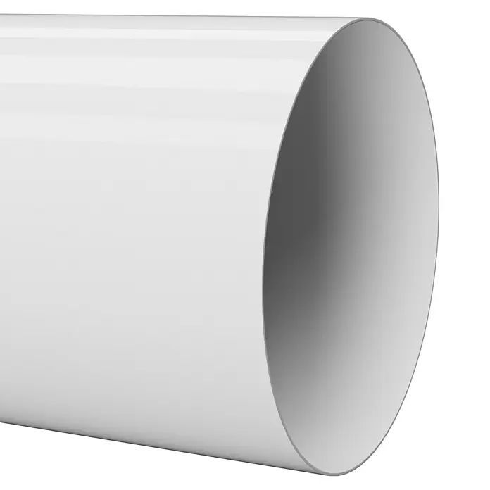 Marley Fallrohr - Nennweite: 75 mm, Länge: 100 cm, Kunststoff, Weiß - Nahaufnahme eines weißen PVC-Rohrs, das seine zylindrische Form und glatte Oberfläche hervorhebt, ideal für Sanitär- oder Bauanwendungen.