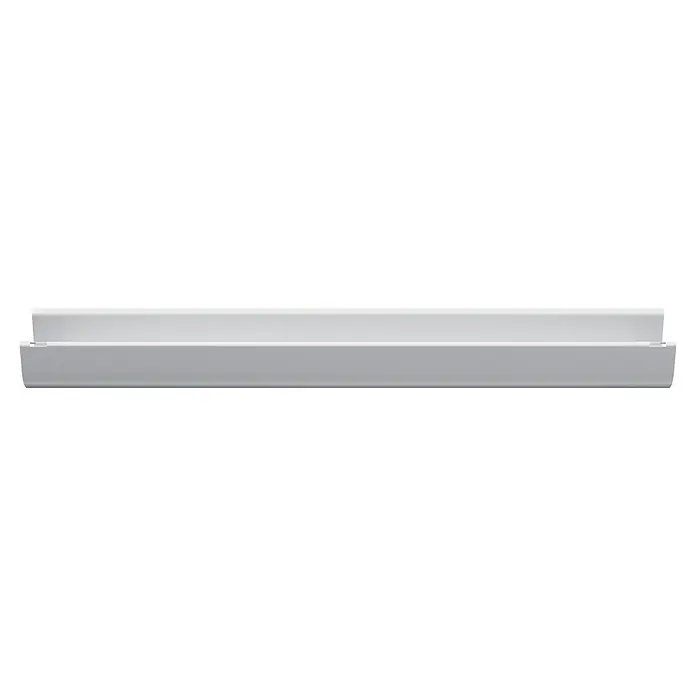 Marley Dachrinne - Nennweite: 125 mm, Länge: 100 cm, Kunststoff, Weiß - Nahaufnahme einer modernen, weißen Innenjalousie mit horizontalen Lamellen für Fenster.