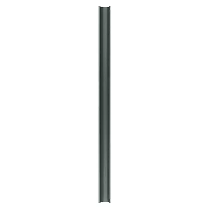Marley Dachrinne - Nennweite: 100 mm, Länge: 200 cm, Kunststoff, Anthrazit - Dunkelgraues gebürstetes Metallrohrsegment mit Anschlussmerkmalen.