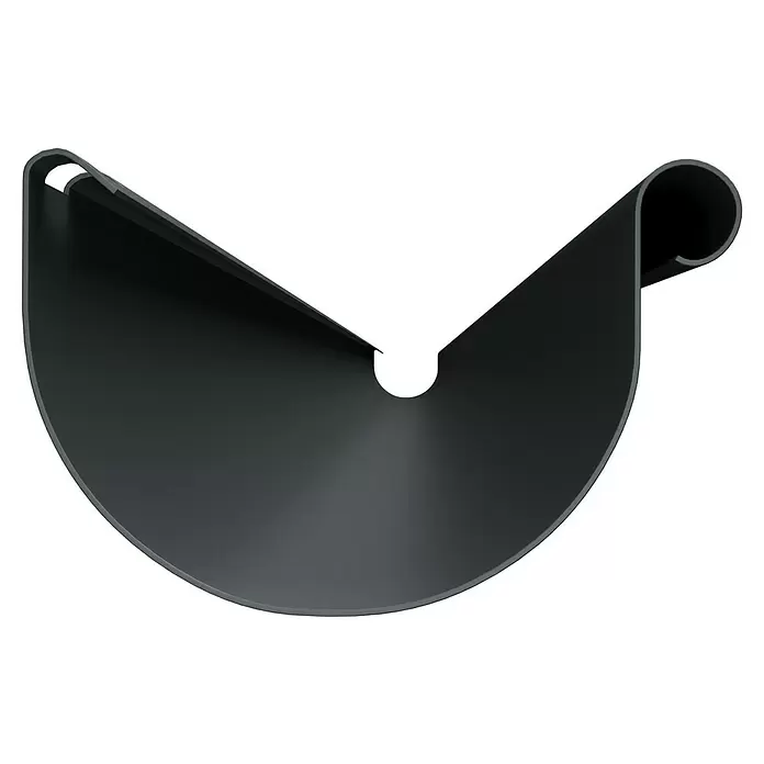 Marley Dachrinne - Nennweite: 100 mm, Länge: 300 cm, Kunststoff, Anthrazit - Dunkelgraue U-förmige Rinne mit mittiger runder Aussparung.