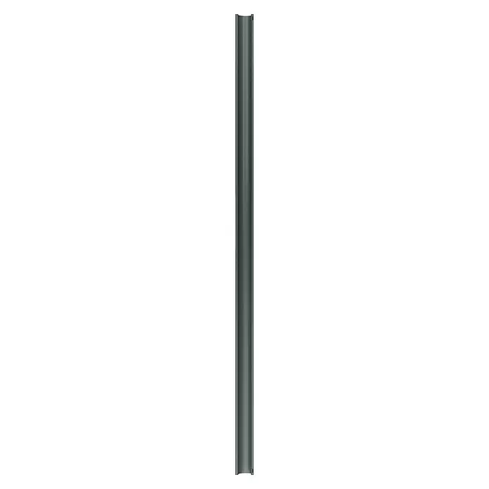 Marley Dachrinne - Nennweite: 100 mm, Länge: 300 cm, Kunststoff, Anthrazit - Dunkelgraues zylindrisches Rohr aus gebürstetem Metall mit kleinen rechteckigen Aussparungen an den Enden.