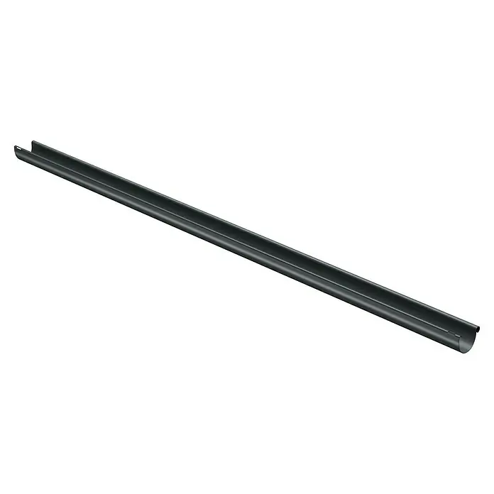 Marley Dachrinne - Nennweite: 75 mm, Länge: 200 cm, Kunststoff, Anthrazit - Abbildung einer Dachrinne aus Metall, die Regenwasser ableitet und das Haus vor Wasserschäden schützt. Das Produkt ist langlebig und zuverlässig.